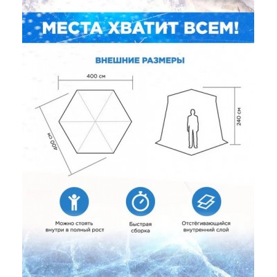 Зимняя палатка КУБ 4-слойная 6-угольная MC-2022 (4,0 x 4,0) купить в ...